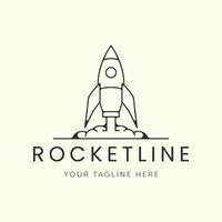 rocket line art logo vector template illustration design