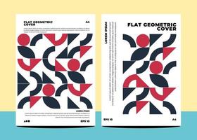 Flat geometric covers for annual report flyer book cover template layout in a4 size vector