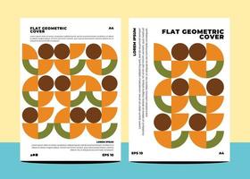 Flat geometric covers for annual report flyer book cover template layout in a4 size vector