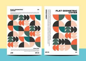 Flat geometric covers for annual report flyer book cover template layout in a4 size vector