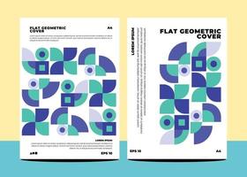 Flat geometric covers for annual report flyer book cover template layout in a4 size vector