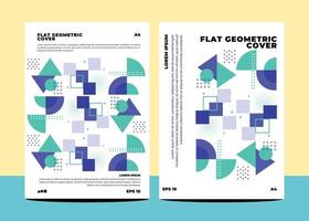 Flat geometric covers for annual report flyer book cover template layout in a4 size vector