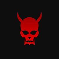 Template logo red devil skull face vector