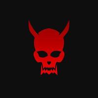 Template logo red devil skull face vector