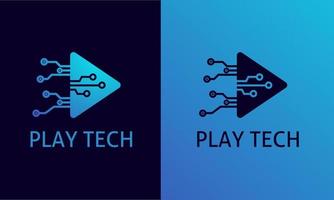 ilustración vectorial gráfico de plantilla logo play tech vector