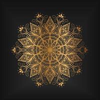 fondo de mandala de lujo con patrón floral en color dorado vector