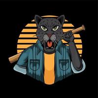 cat gangster isolated dark background vector