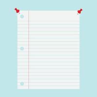 Ruled paper note tacked up on a wall vector illustration background graphic
