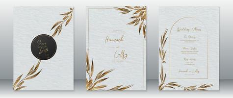 Wedding invitation card template luxury with golden design vector
