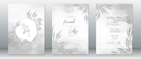 Elegant wedding invitation card template gray background vector