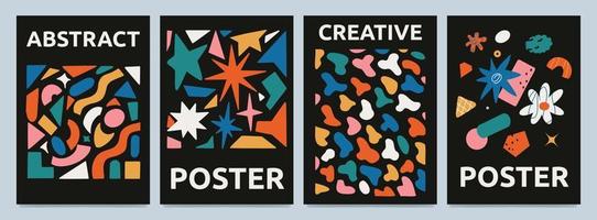 A set of colorful bright abstract posters. vector