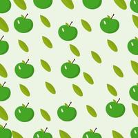 Pattern of green apples and leaves vector