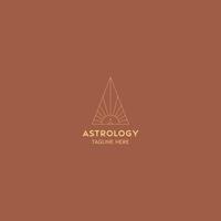 Astrology logo design template. Geometric logo design with celestial line art. Vector illustration.