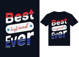 Best boyfriend ever 10 illustrations for print-ready T-Shirts design vector