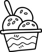 helado dibujado a mano en una ilustración de taza vector