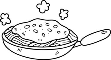 Hand Drawn spaghetti in pan illustration vector