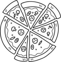 Hand Drawn pizza from top view illustration vector