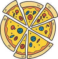 Hand Drawn pizza from top view illustration vector