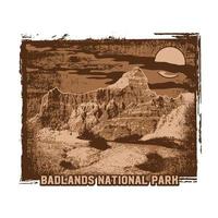 Badlands National Park.can Be Used For T-shirt Print, Mug Print, Pillows, Fashion Print Design, Kids Wear, Baby Shower, Greeting And Postcard. T-shirt Design vector