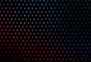 Dark blue, red vector pattern with symbol of cards.