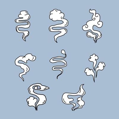 SET OF SMOKE ILLUSTRATION ELEMENTS FOR DESIGN