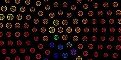 Dark Orange vector pattern with magic elements.