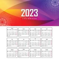 Plantilla de calendario de año nuevo 2023 en diseño de onda de estilo empresarial vector