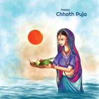 fondo innovador de la tarjeta del festival chhath puja vector