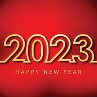 feliz año nuevo texto dorado 2023 celebración fondo rojo vector