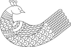 pájaro ornamental de arte folclórico, inspirado en el arte folclórico indio kalamkari, para tarjetas, scrapbooking, impresión, envoltura de regalo, fabricación y decoración del hogar. vector