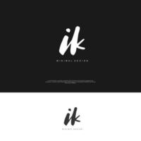 IK Initial handwriting or handwritten logo for identity. Logo with signature and hand drawn style. vector