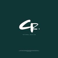CR Initial handwriting or handwritten logo for identity. Logo with signature and hand drawn style. vector