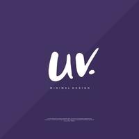 UV Initial handwriting or handwritten logo for identity. Logo with signature and hand drawn style. vector