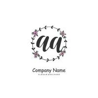 aa escritura a mano inicial y diseño de logotipo de firma con círculo. hermoso diseño de logotipo escrito a mano para moda, equipo, boda, logotipo de lujo. vector