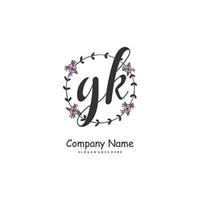 GK Initial handwriting and signature logo design with circle. Beautiful design handwritten logo for fashion, team, wedding, luxury logo. vector