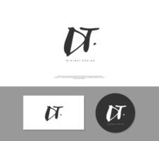 DT Initial handwriting or handwritten logo for identity. Logo with signature and hand drawn style. vector