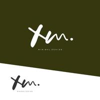 XM Initial handwriting or handwritten logo for identity. Logo with signature and hand drawn style. vector