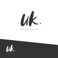 UK Initial handwriting or handwritten logo for identity. Logo with signature and hand drawn style. vector