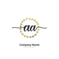 aa escritura a mano inicial y diseño de logotipo de firma con círculo. hermoso diseño de logotipo escrito a mano para moda, equipo, boda, logotipo de lujo. vector