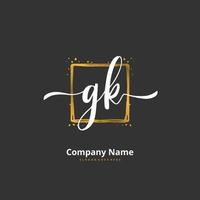 gk escritura a mano inicial y diseño de logotipo de firma con círculo. hermoso diseño de logotipo escrito a mano para moda, equipo, boda, logotipo de lujo. vector