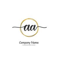 aa escritura a mano inicial y diseño de logotipo de firma con círculo. hermoso diseño de logotipo escrito a mano para moda, equipo, boda, logotipo de lujo. vector