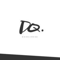 DQ Initial handwriting or handwritten logo for identity. Logo with signature and hand drawn style. vector