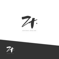 ZT Initial handwriting or handwritten logo for identity. Logo with signature and hand drawn style. vector