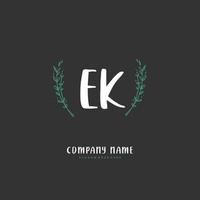 EK Initial handwriting and signature logo design with circle. Beautiful design handwritten logo for fashion, team, wedding, luxury logo. vector