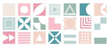 Modern geometric forms. Minimal basic abstract shapes swiss bauhaus style, primitive contemporary dynamic blocks. Brutalism basic forms, lines, eye, circles and patterns, art vector set