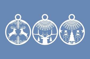 laser cut snowflakes christmas ball vector set