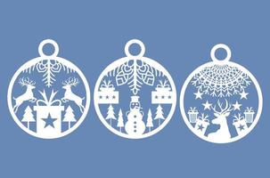 laser cut snowflakes christmas ball vector set