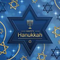 Happy Hanukkah card with nice and creative symbols on color background for Hanukkah Jewish holiday vector