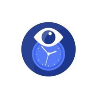 eye and clock, time icon, flat vector