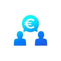 money discussion icon with euro vector